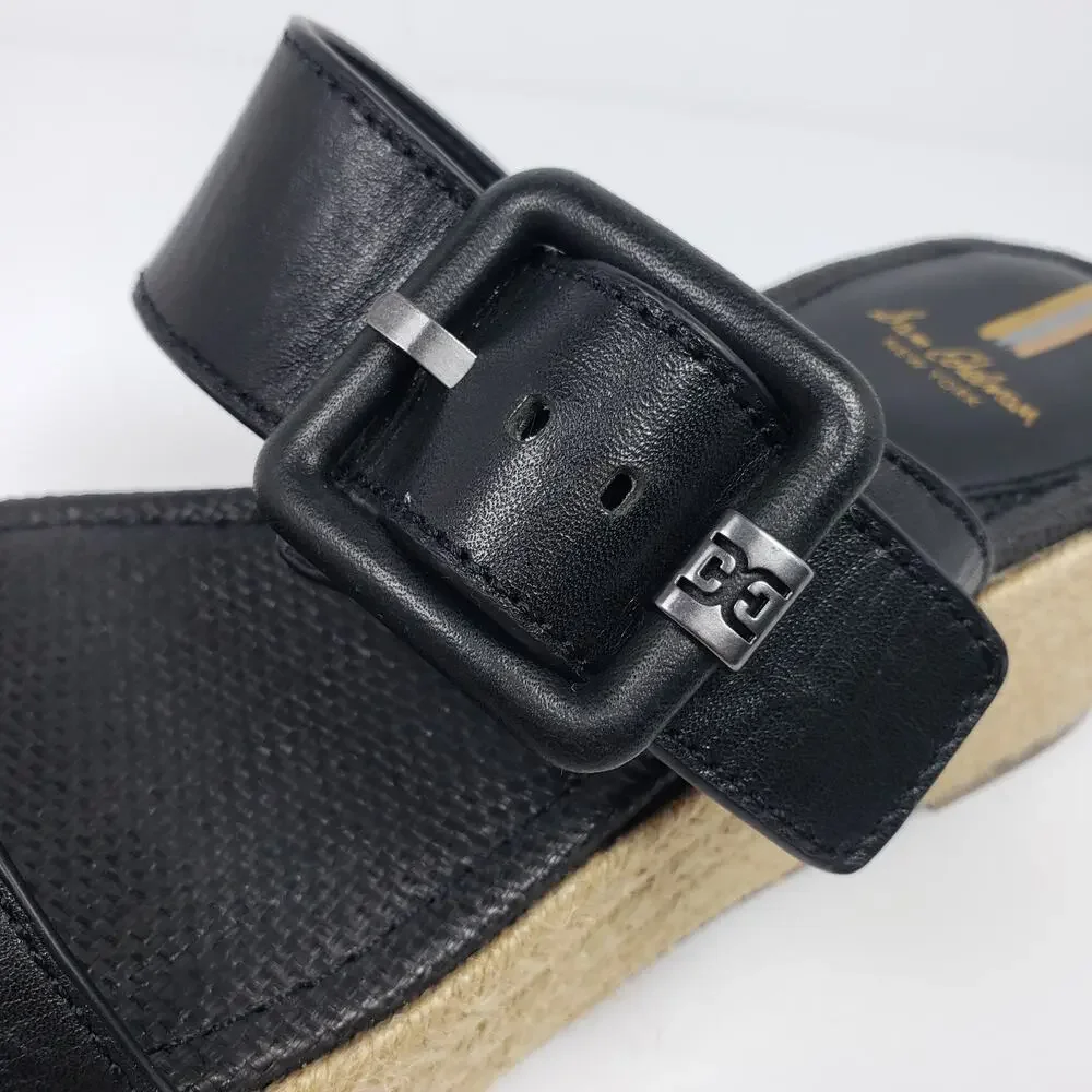 Sam Edelman Carson Womens Size 11 Black Brown Espadrille Wedge Platform Sandals